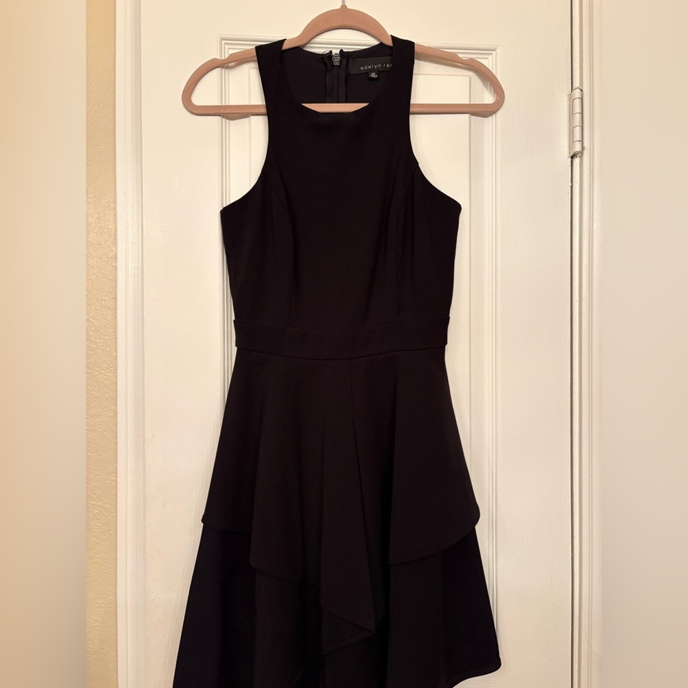 Adelyn Rae Fit & Flare Black Gabardine Dress